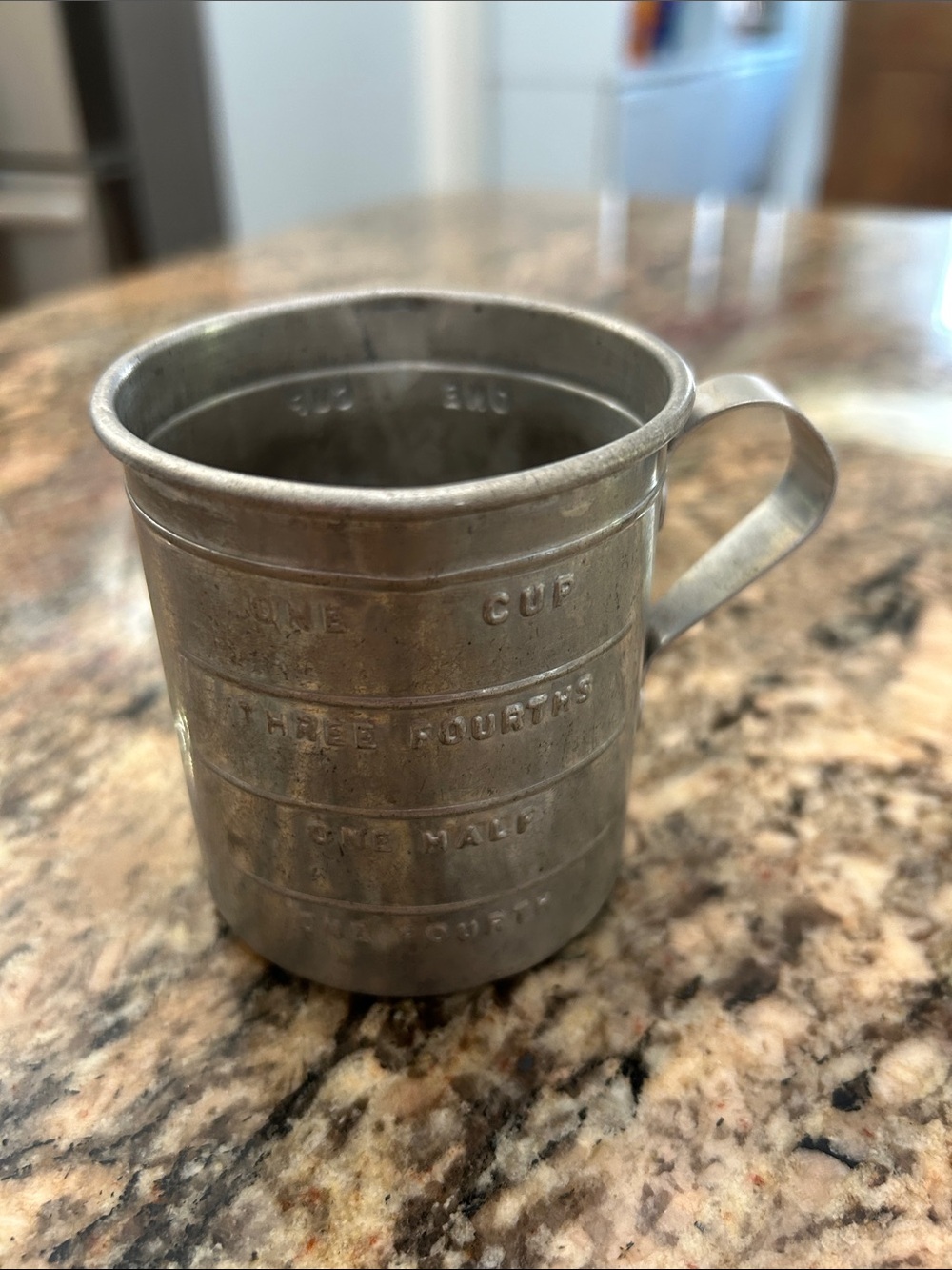 Vintage Metal Measuring Cup - Silver Finish - Picture 2 of 5